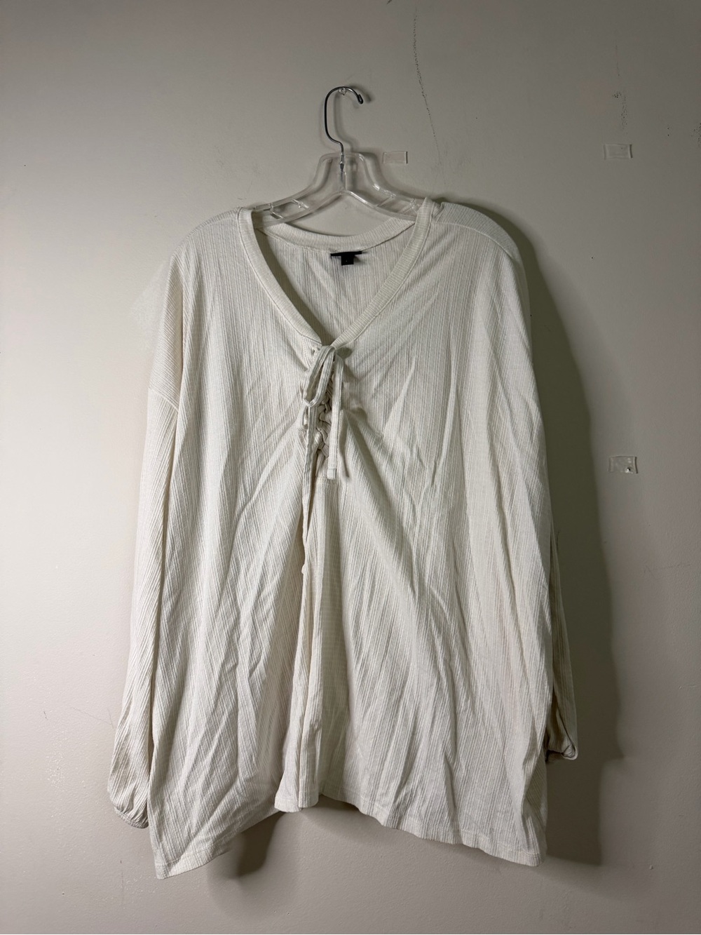 Women's Lace-Up Long Sleeve Top - White